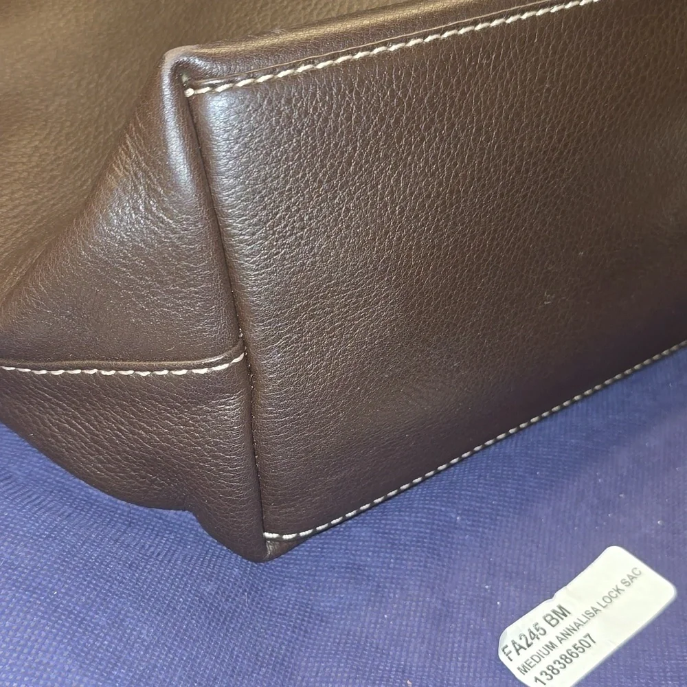 Leather Hobo Bag in Dark Brown with Gold Hardware
